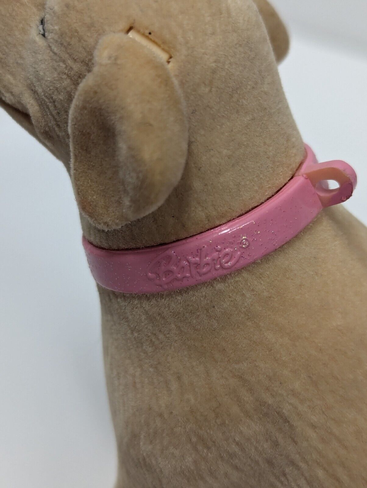 BARBIE Mattel TANNER DOG GOLDEN RETRIEVER POOPING with TRASH CAN PINK COLLAR