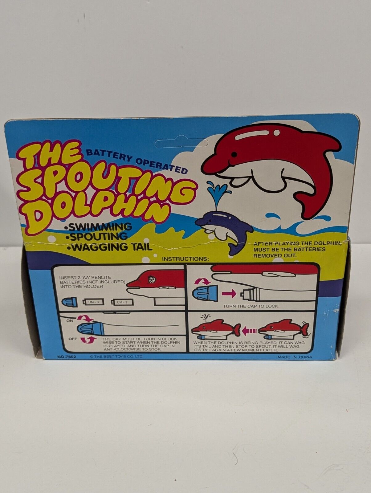 Vintage The Spouting Dolphin Bath Toy in Box (Grey Variant)