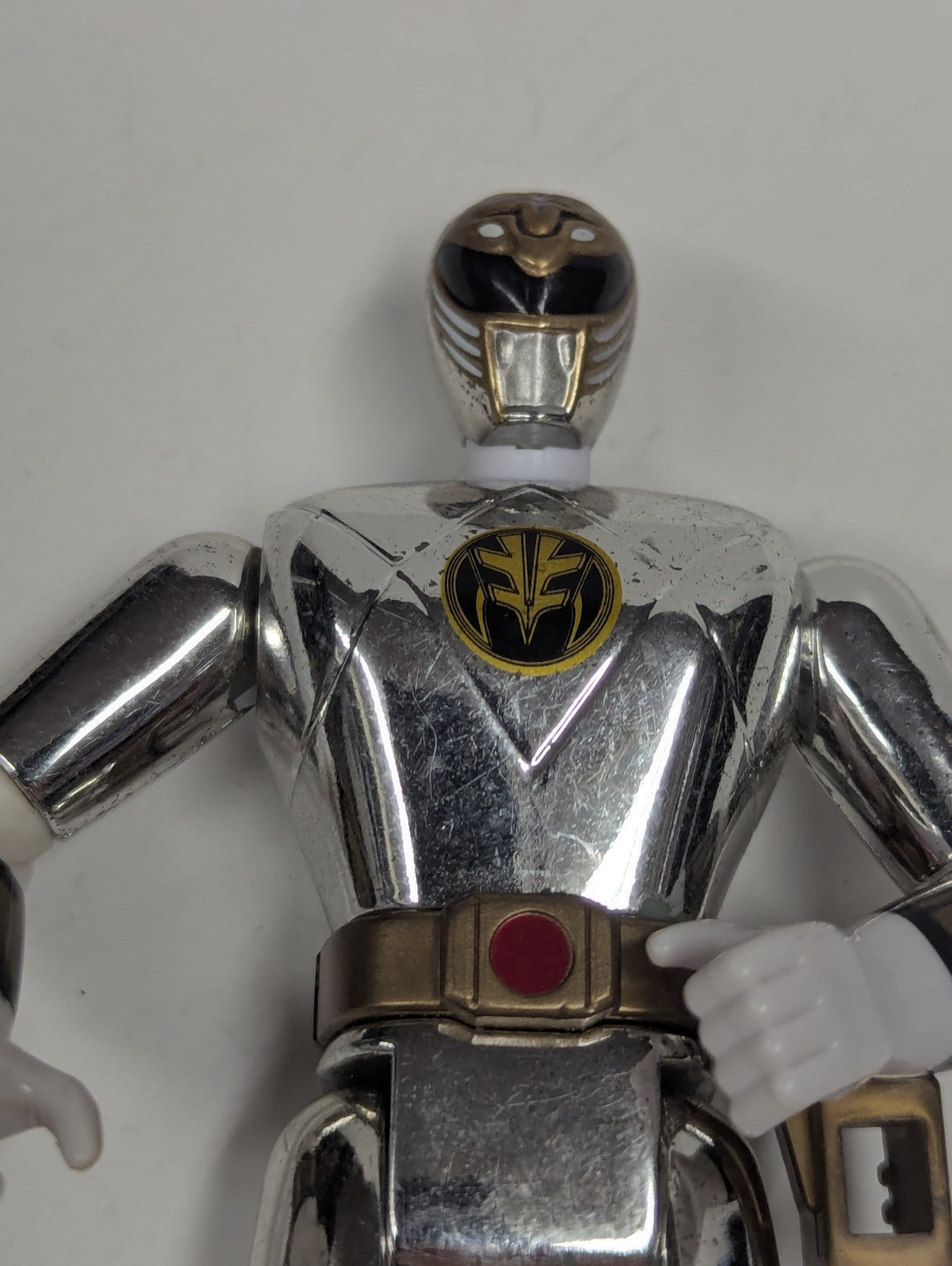 RARE 1995 Mighty Morphin Power Rangers The Movie White Ranger with Chest Sticker