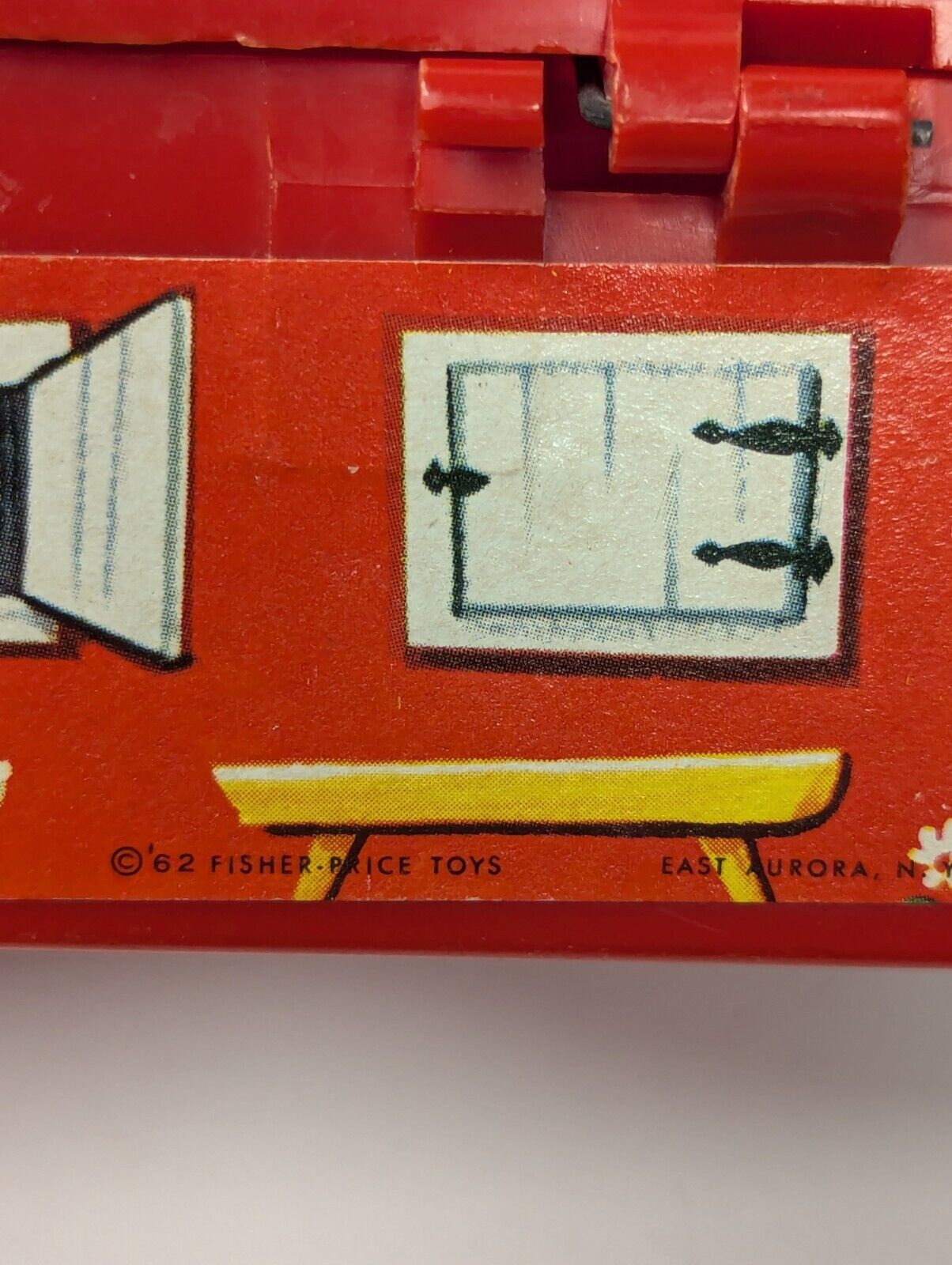 Vintage 1962 Fisher Price Little Red Barn Miniature Plastic Lunch Pail