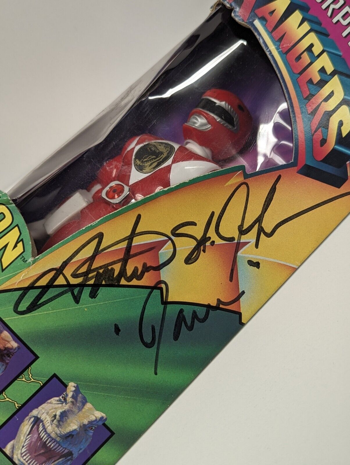 1993 MMPR 8'' Red Ranger Figure Signed By Steve Cardenas & Austin St. John