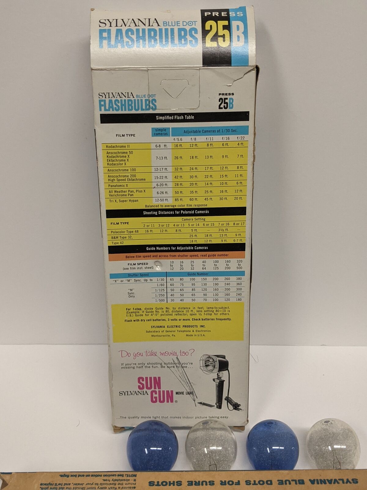 Sylvania Blue Dot Flashbulbs Press 25B Missing