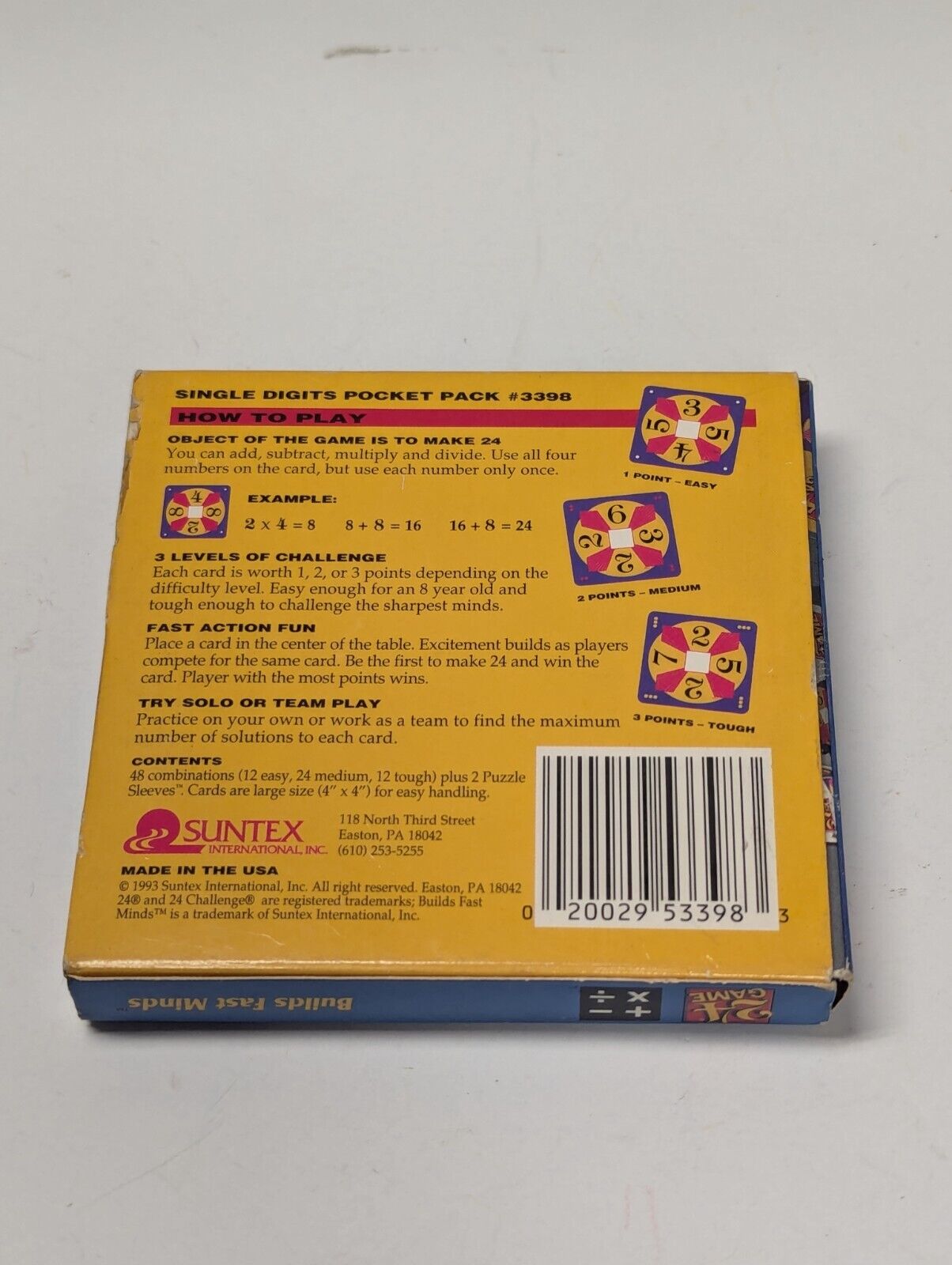 Suntex 24 Game: Single Digits Edition Pocket Pack #3398 *COMPLETE