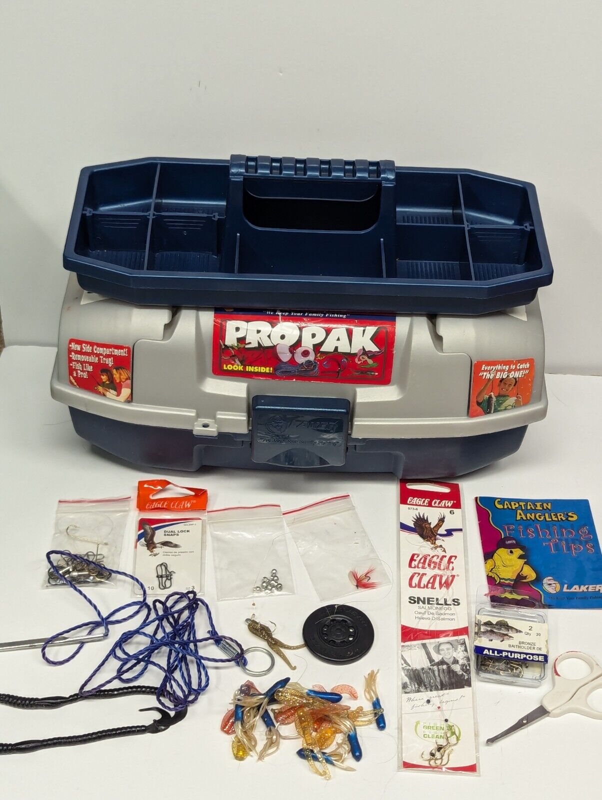 children's fishing tackle box Vintage Laker Children's Fishing/Tackle Box with Fishing Lures & Acces – Fandoms Treasure