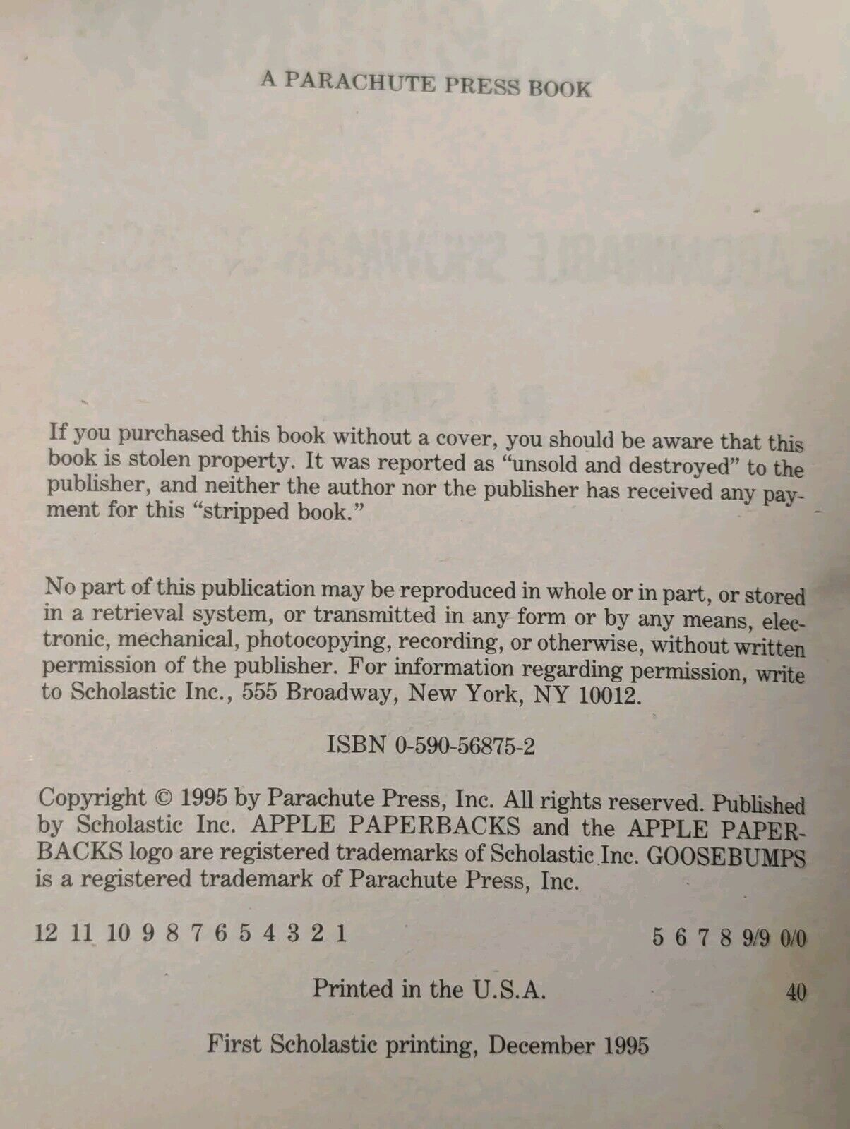 Abominable Snowman of Pasadena by R. L. Stine (1995, Trade Paperback)