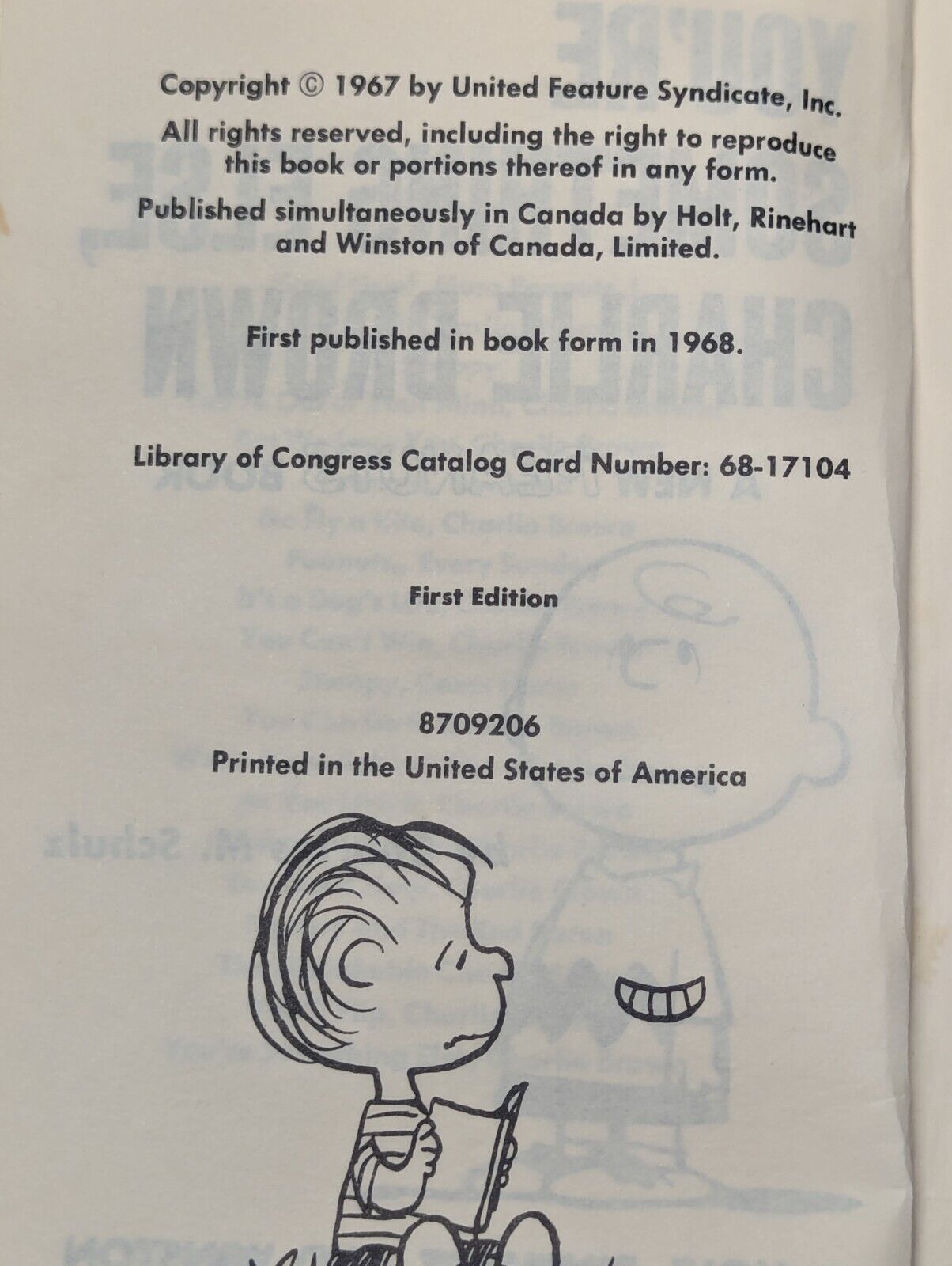 You're Something Else Charlie Brown Peanuts Charles Schulz 1968 (1st Edition)