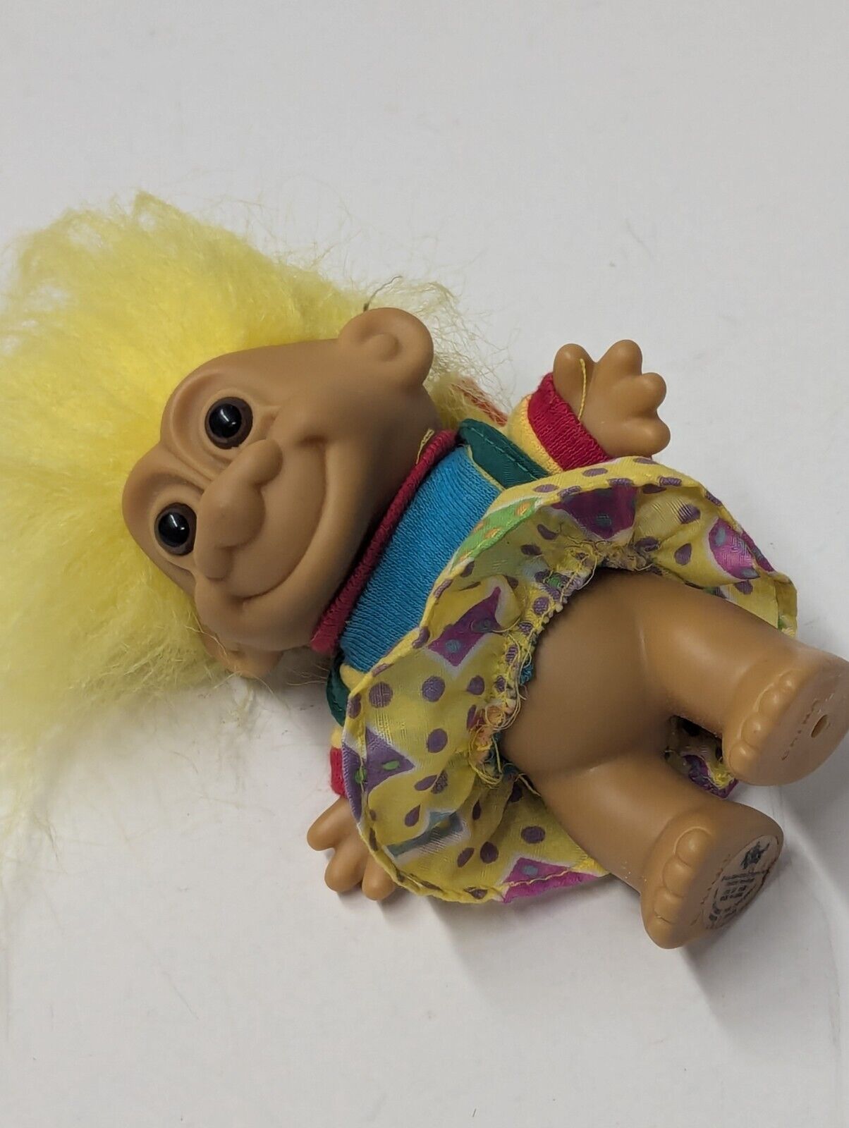 Vintage Troll Doll 4” Russ School Girl With Backpack Yellow Hair #18458
