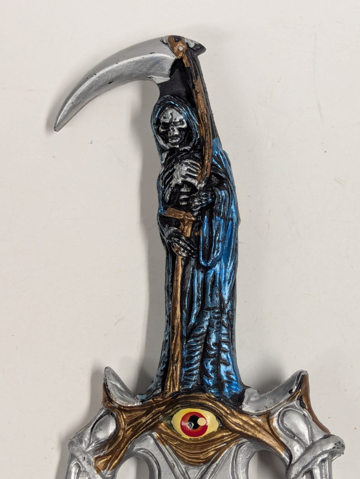 Vintage Prop Halloween Dagger Plastic Silver Blue Evil Eye Repear Handle - HTF