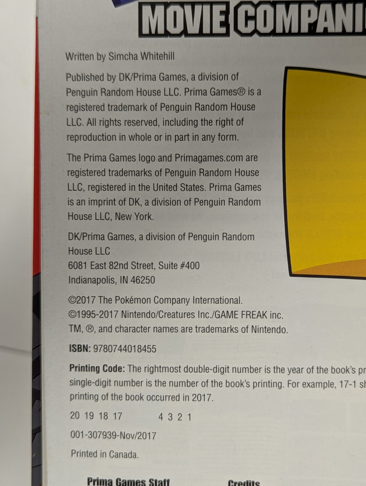 Pokemon Movie Companion Hardback Book by Prima Games Missing Poster
