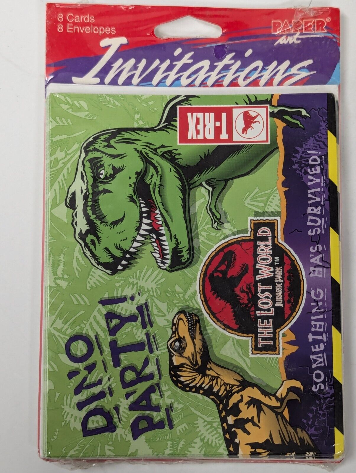 Vintage Jurassic Park The Lost World Dinosaur Party Birthday Paper Invites NEW