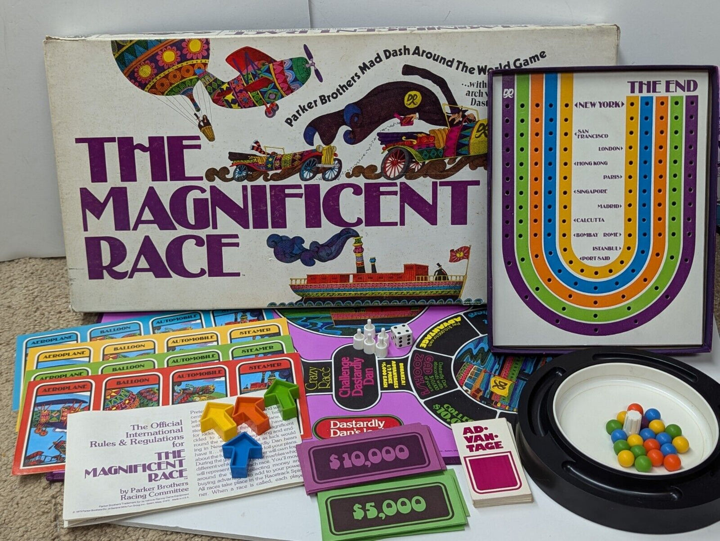 Vintage The Magnificent Race Family Board Game Parker Brothers 1975 Complete