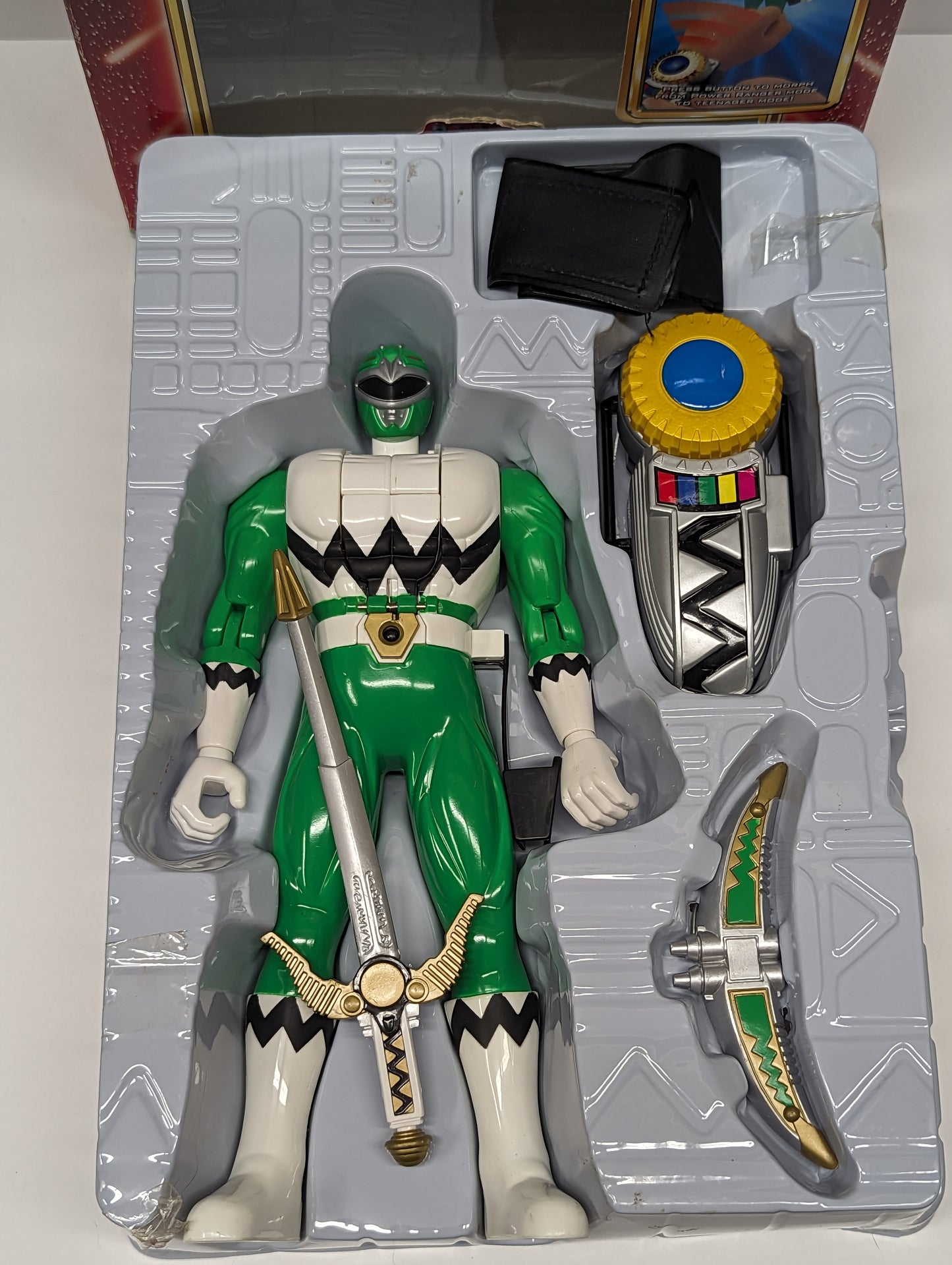 1999 Power Rangers Lost Galaxy 10" Auto Morphin Green in Box USED 1C