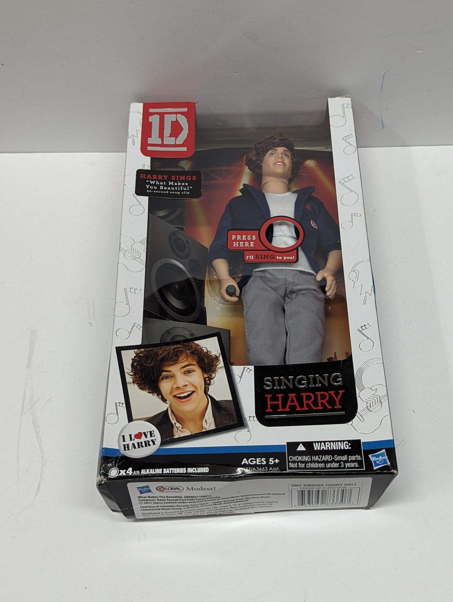 2011 One Direction Harry Styles Singing Harry 12" Doll Damaged Box 1D