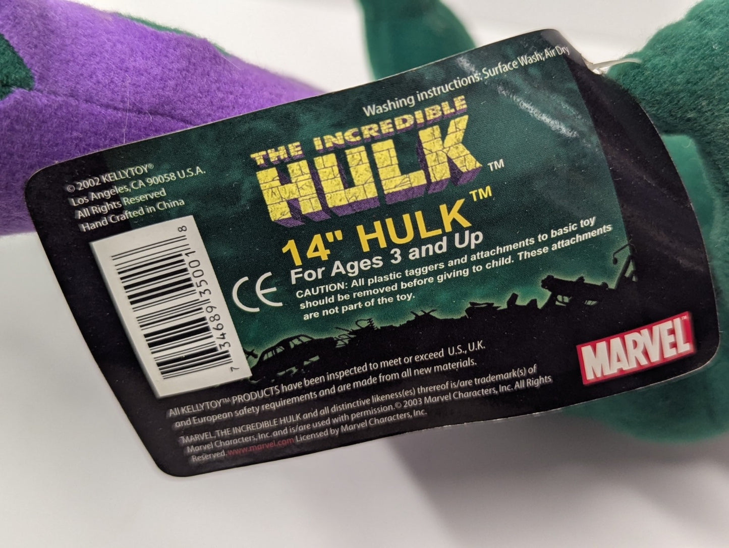 2002 THE INCREDIBLE HULK - 15” Kellytoy Plush - Marvel Plush NWT