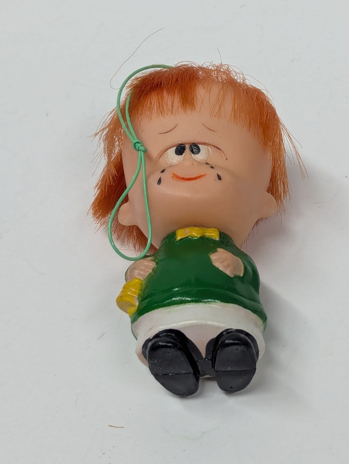Vintage YuleTide Rubber Large Redhead Christmas Ornament Crying With Bell