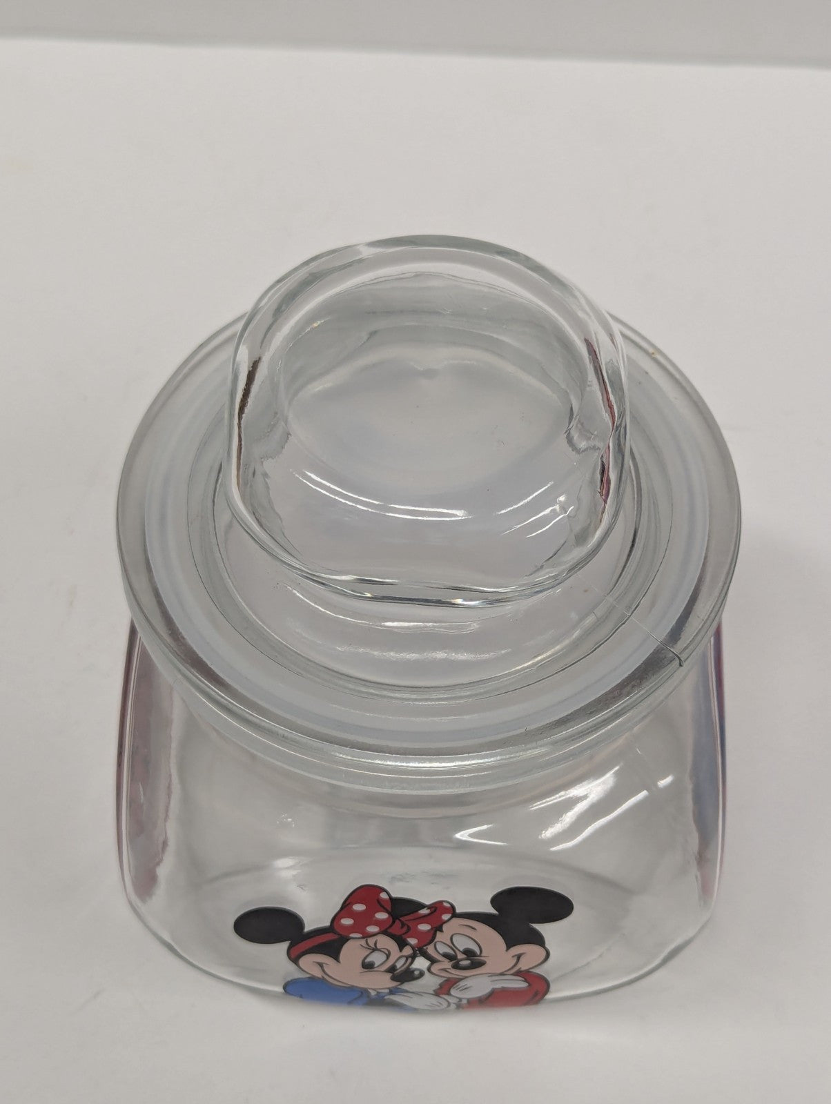 Walt Disney's World Glass Candy Jar Mickey's Candy Company Mickey Goofy Donald