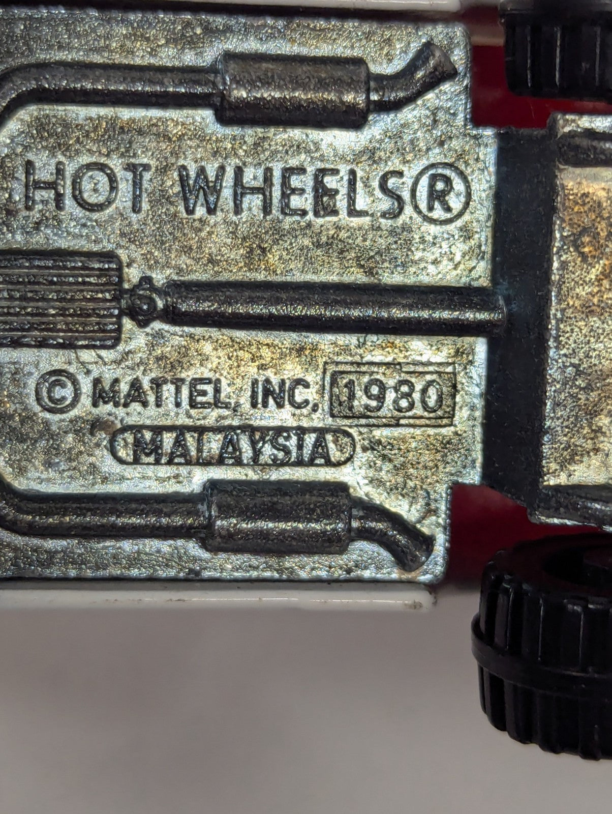 Vintage 1980 Mattel Hot Wheels Ford Bronco with Hood Flames & Red Motorcycle