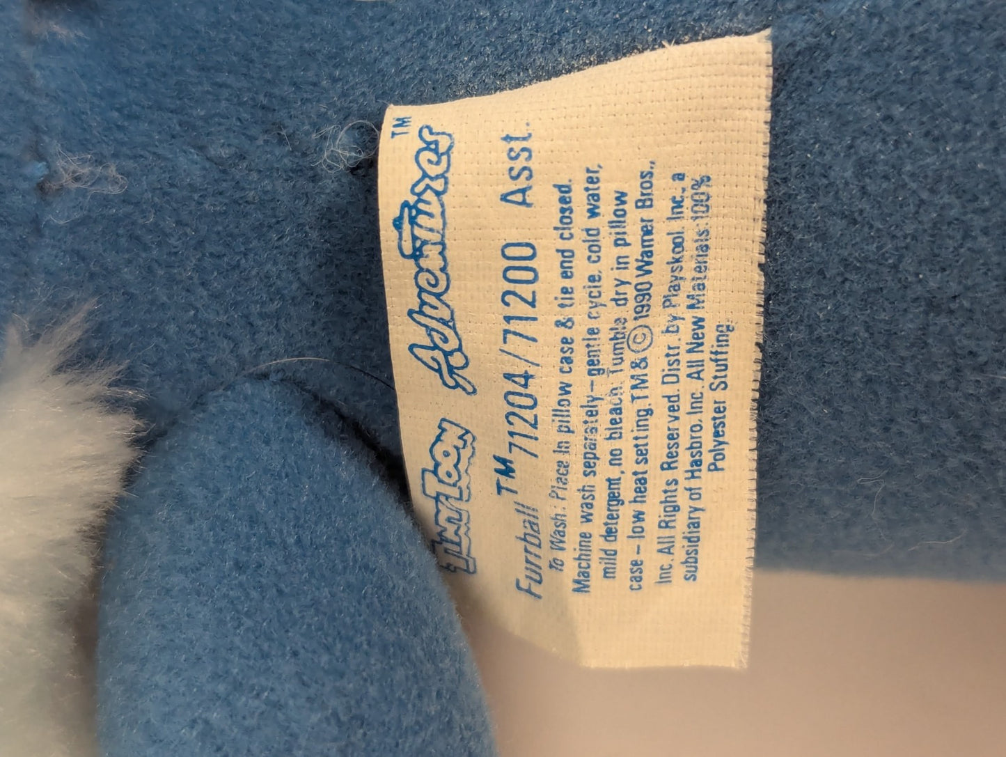 Vintage Tiny Toon Adventures Furrball 11" Plush Cat Playskool WARNER Bros