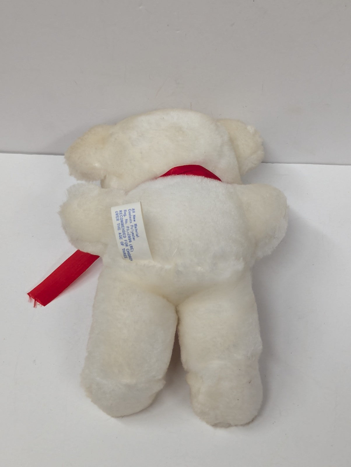 Vintage B & J Toy Co 6 Inch White Cream Color Teddy Bear Plush Red Bow