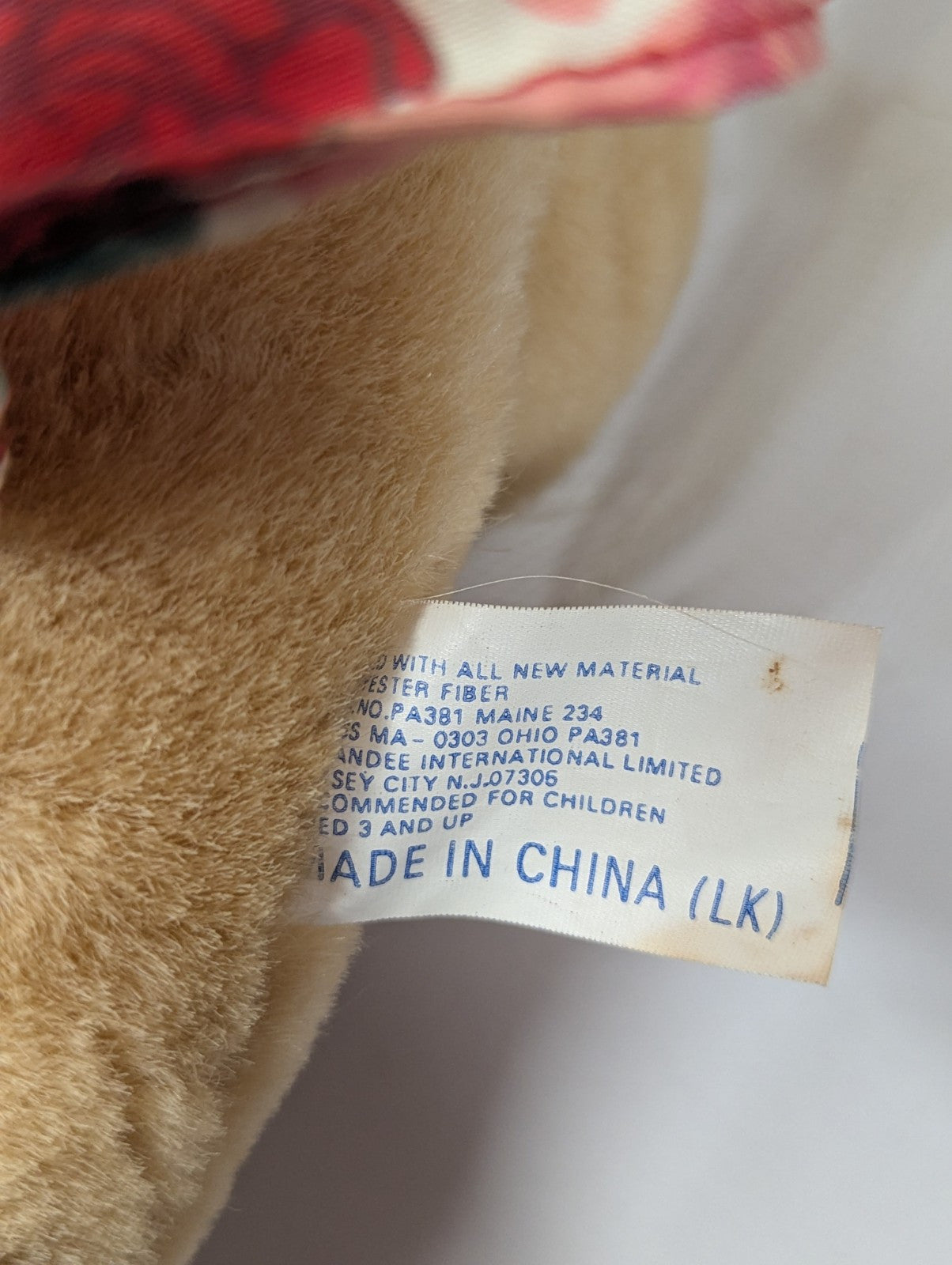 Vintage DAN DEE International Limited 15" Bear with Floral Dress & Ribbon NWT