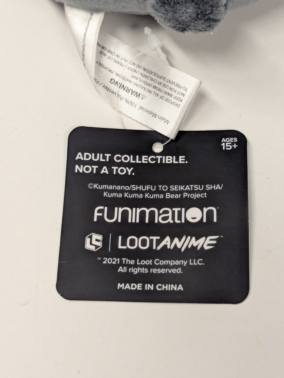 Kuma Kuma Kuma Bear Anime Plush 7” - Gray/Blue -The Loot Company Collectible NWT