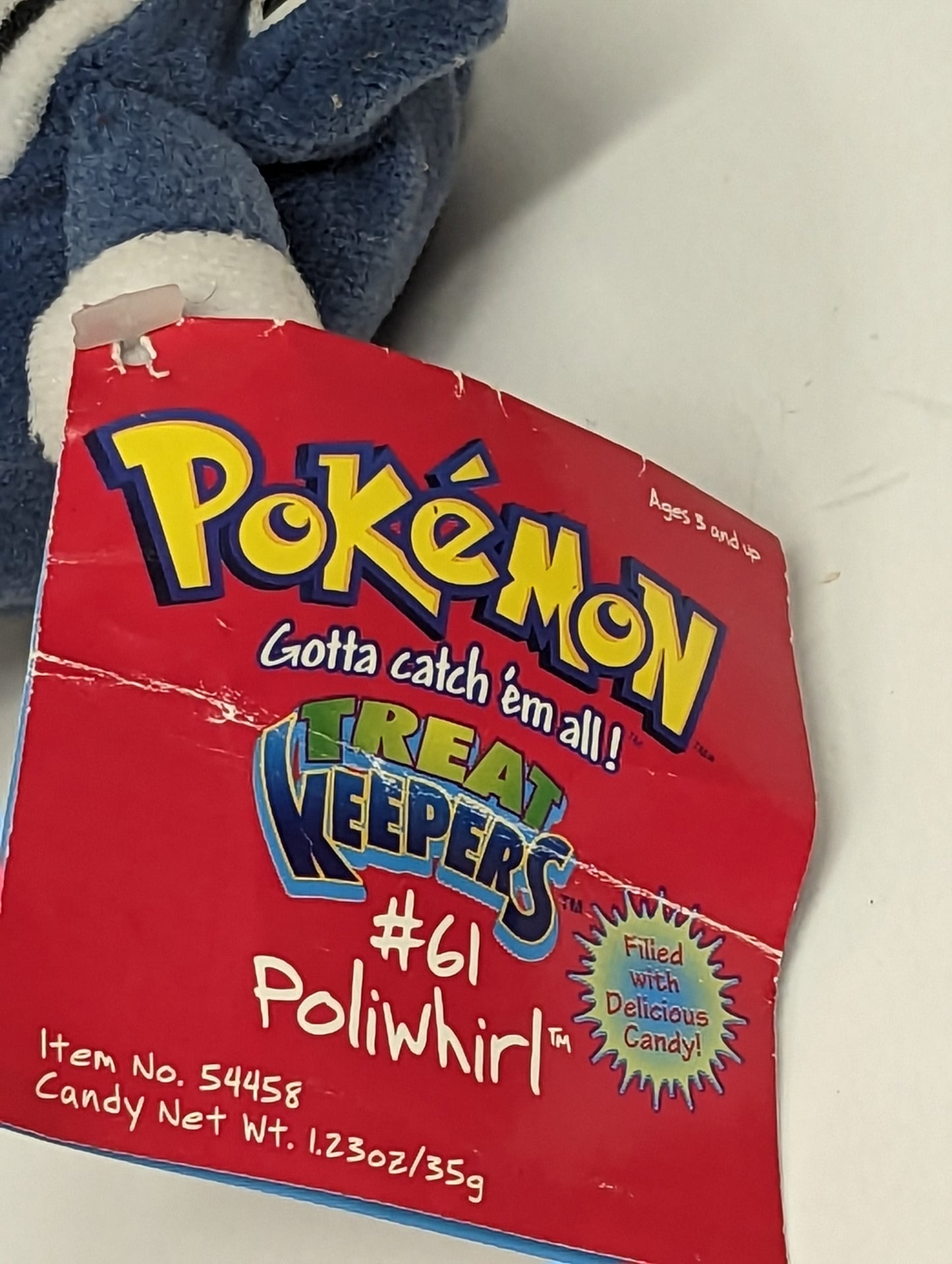 1999 Treat Keepers Poliwhirl Pokemon Plush with Tag A1