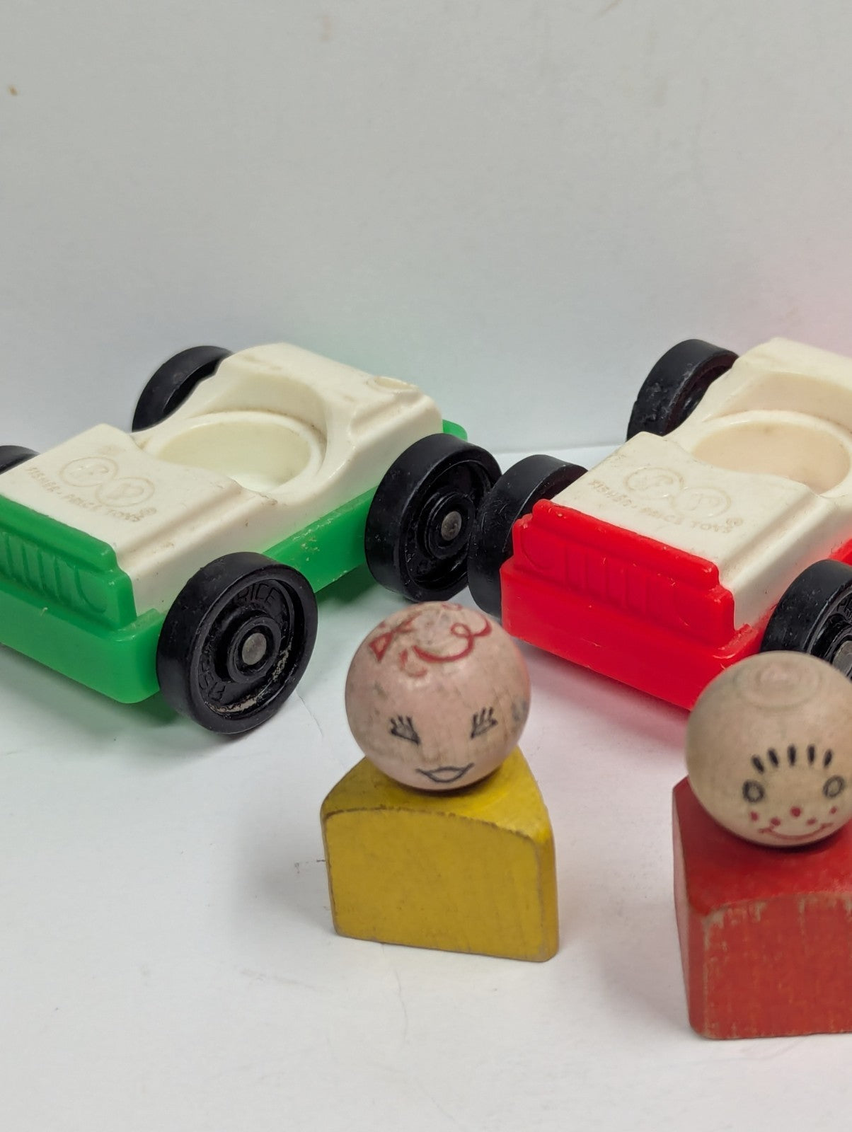 Vintage Fisher Price Little People Lot of Car & People Some Wooden