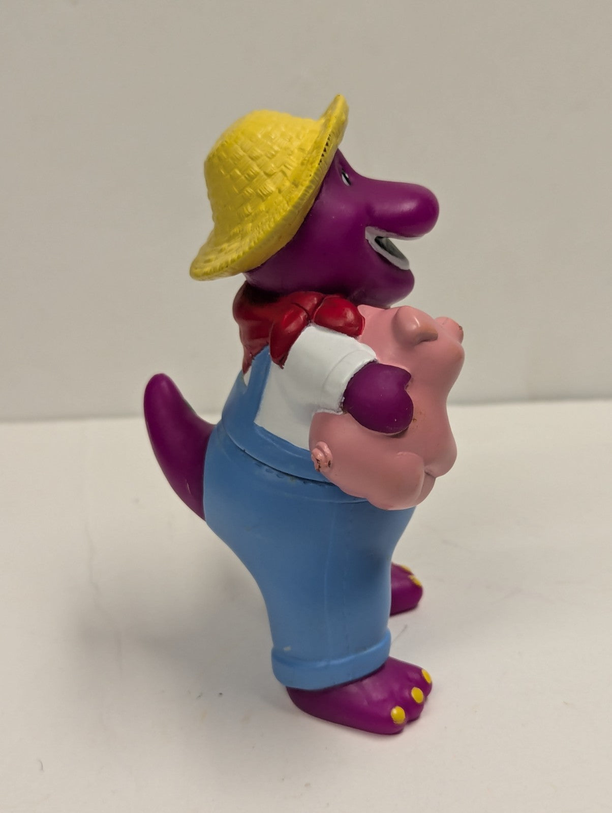 Vintage 1997 Barney The Dinosaur Farmer 5” PVC Figure Toy Lyons