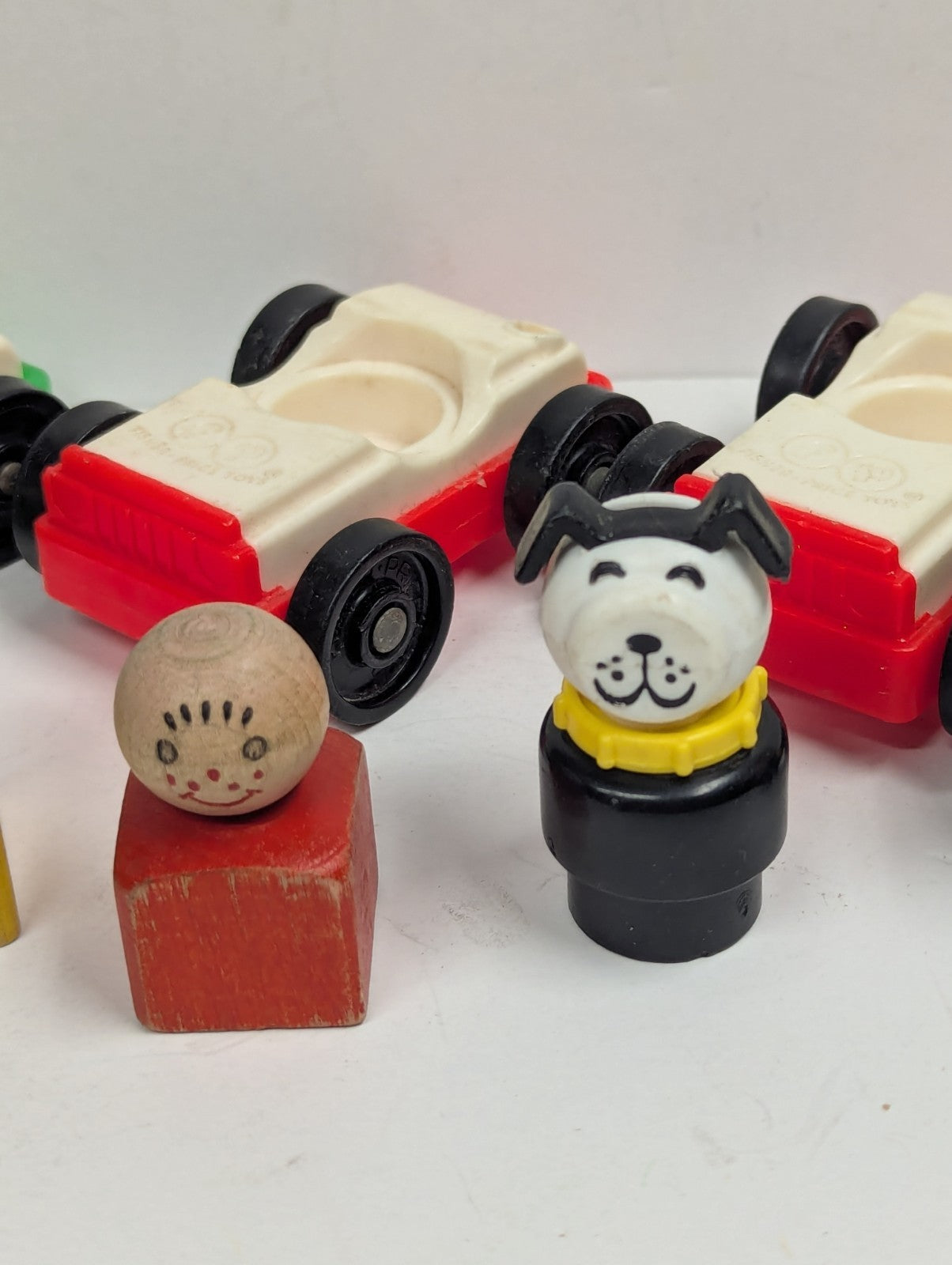 Vintage Fisher Price Little People Lot of Car & People Some Wooden