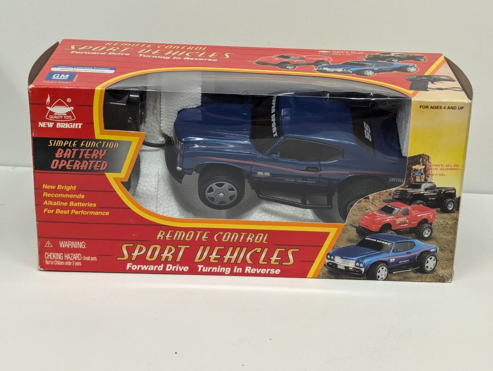 NEW BRIGHT 1/16  RADIO CONTROL MUSCLE CAR 70'S Blue CHEVY SS 454 