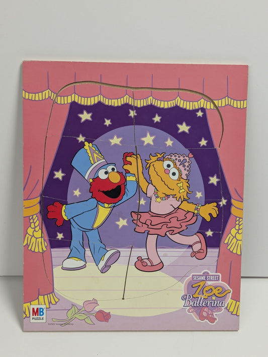 2003 SESAME STREET frame tray puzzle Zoe Ballerina kids toy Elmo & Zoe wooden