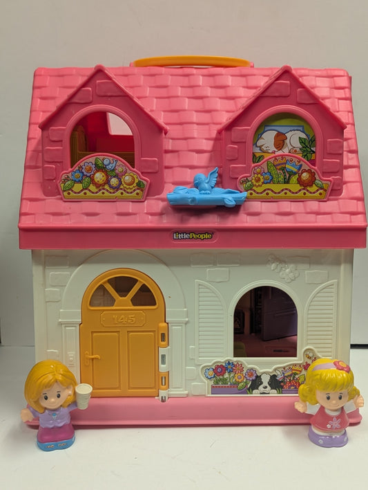 Fisher Price Little People Surprise & Sounds Home Pink Doll House Working Tested