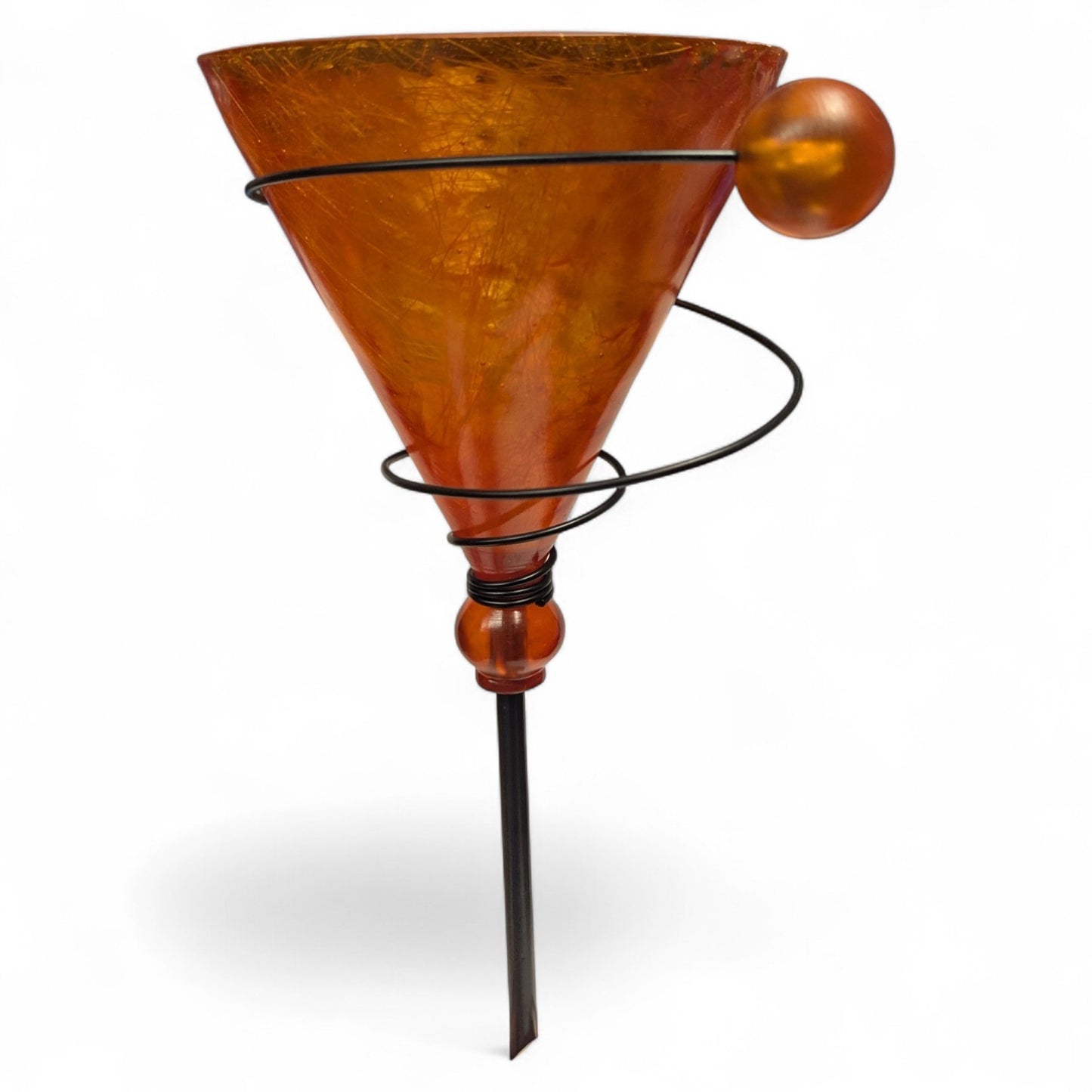 Vintage Berman Red/ Orange Amber Acrylic and Fiberglass Martini Lamp 22" Tall