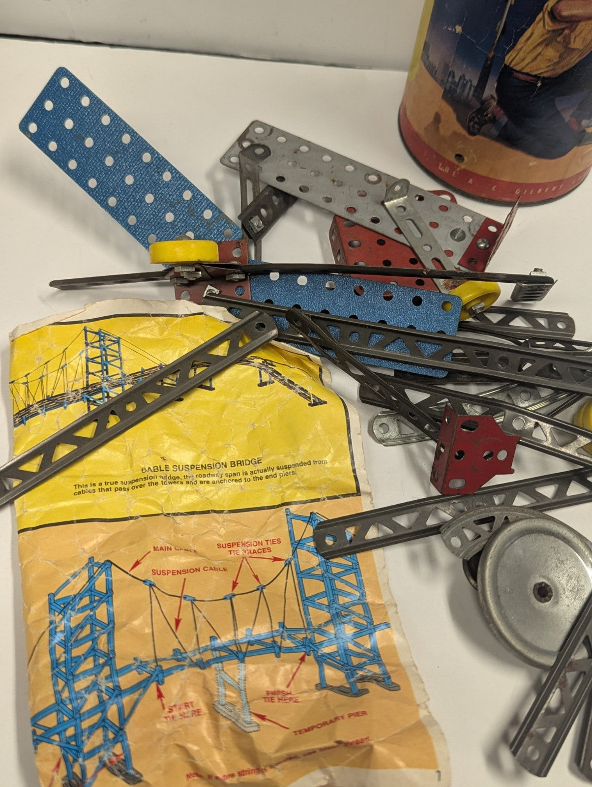 1950's C. Gilbert Vintage Erector Set No. 10021 Young Builder's Set Incomplete?
