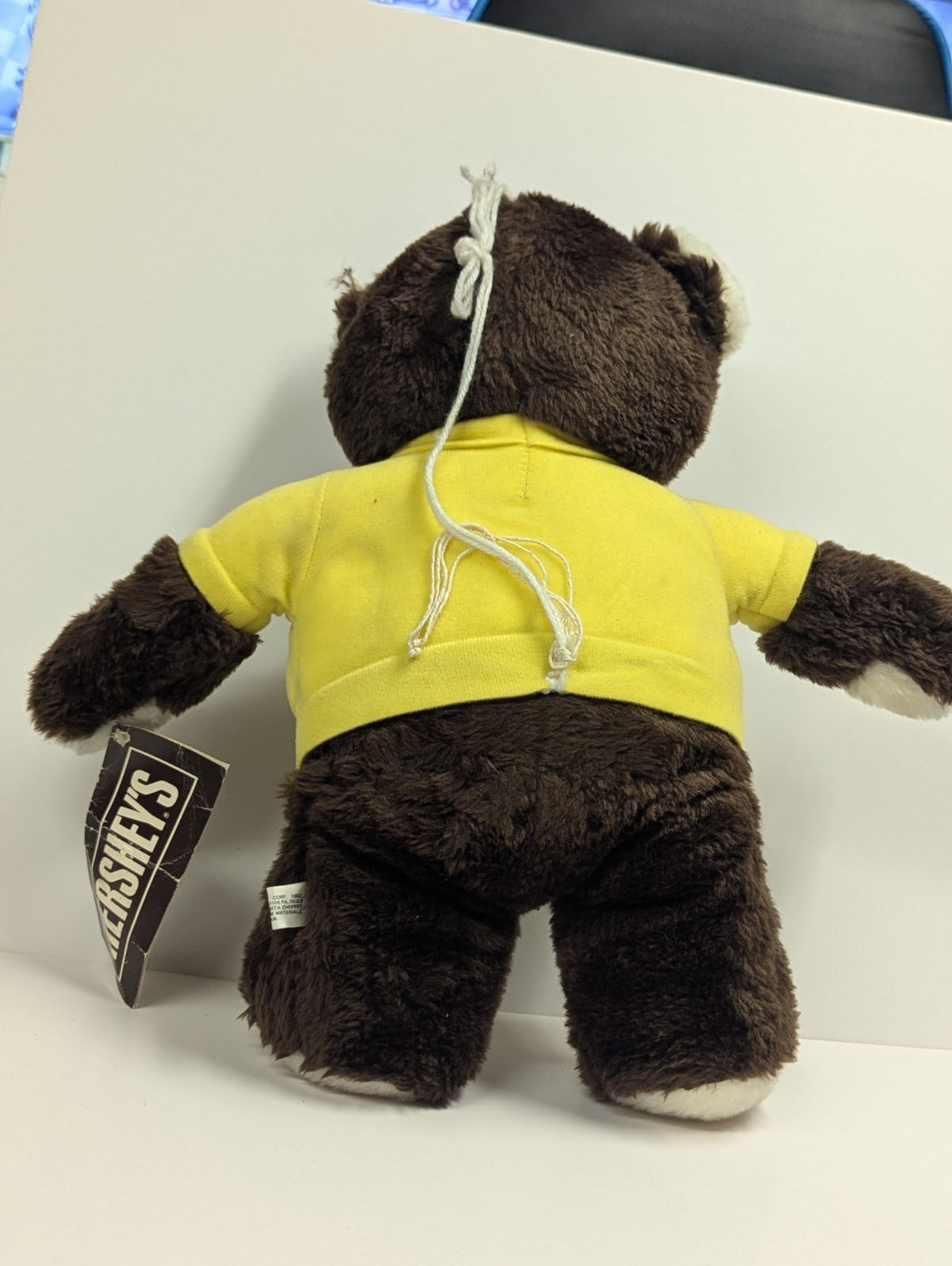 Vintage 1982 Ideal Toys Hersheys Plush 15" Brown Bear Yellow Shirt with Tag