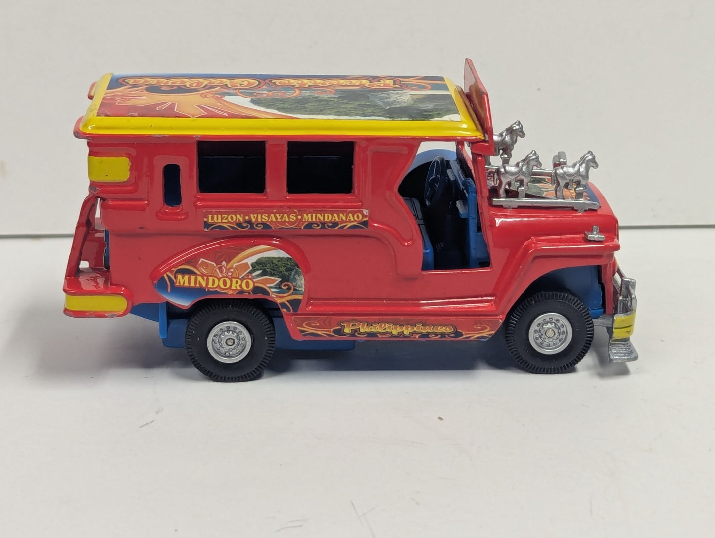 Vintage Phillippines Jeepney Diecast Taxi Mindanao Red (Broken Front) As Is