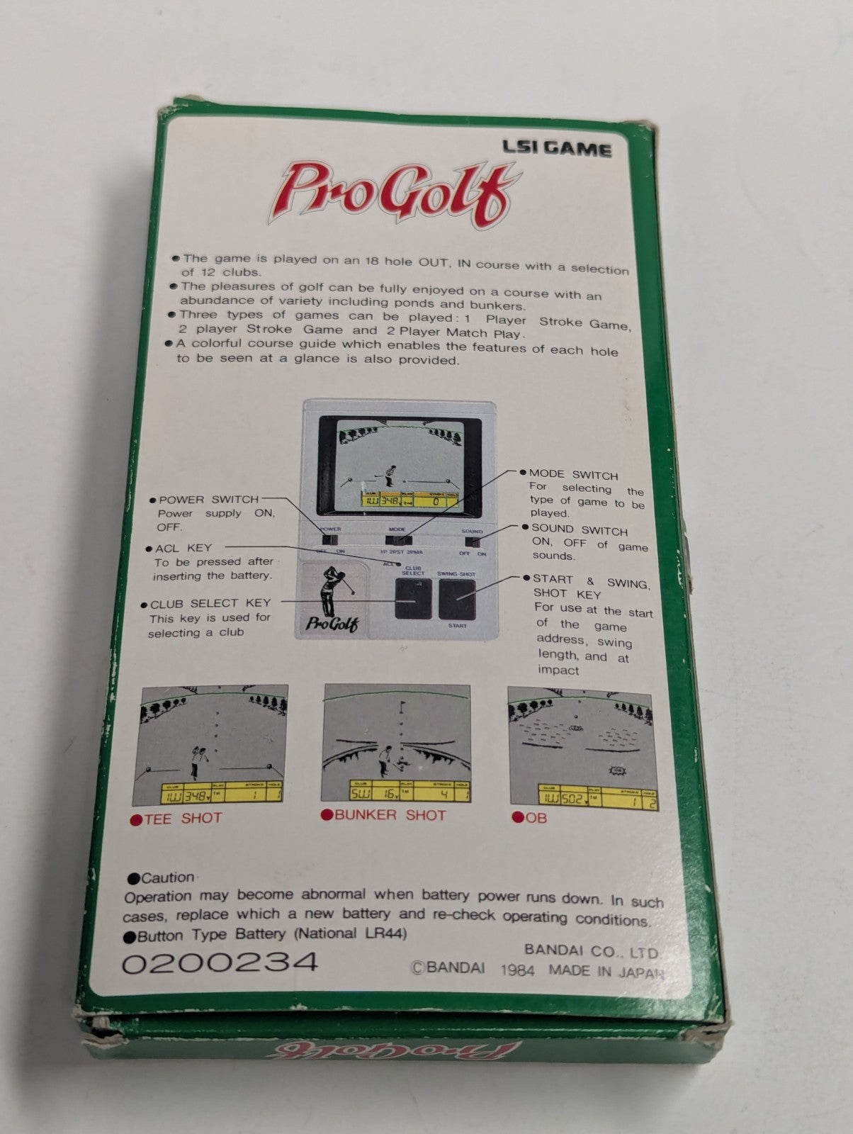Vintage 1984 LSI Pro Golf Bandai Hand Held Electronic Game w/ Box UNTESTED