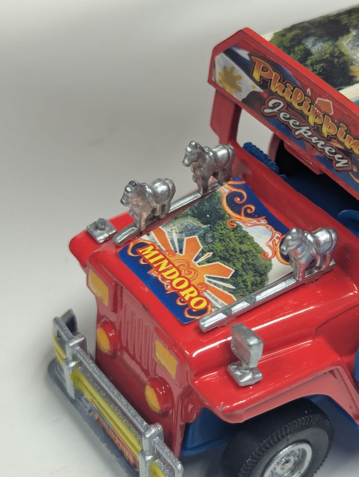 Vintage Phillippines Jeepney Diecast Taxi Mindanao Red (Broken Front) As Is