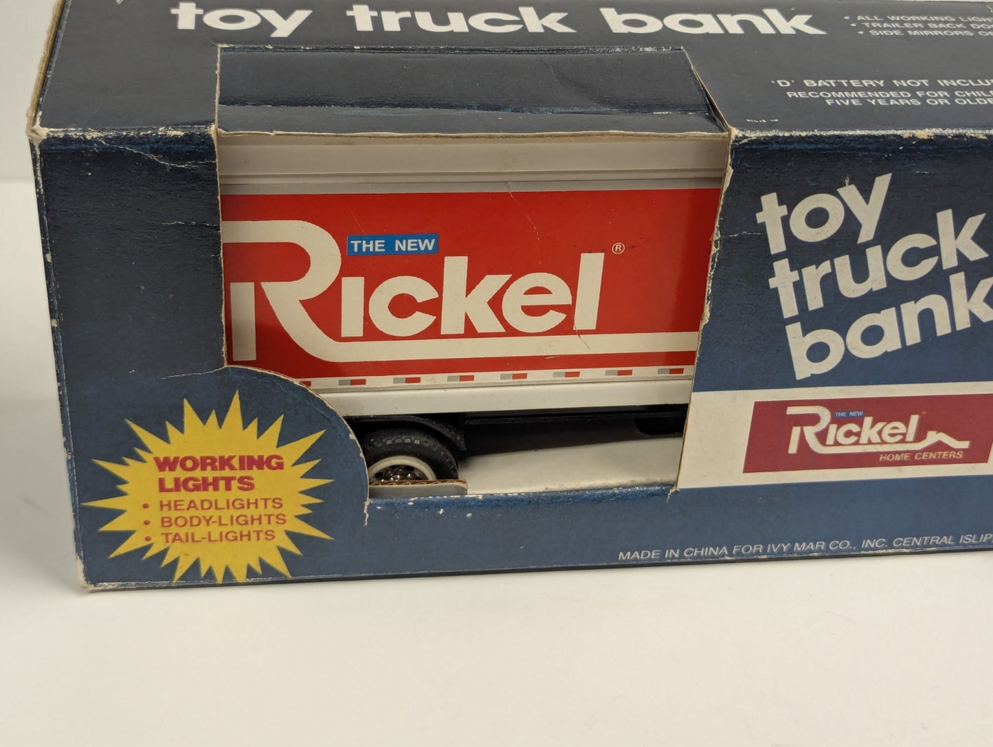 VINTAGE RICKEL TOY TRUCK BANK (Semi-Truck) IN ORIGINAL BOX