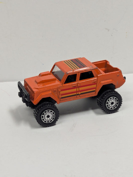 1990 Vintage Tootsietoy Lambo 002 Heavy Duty Orange Diecast Model Truck