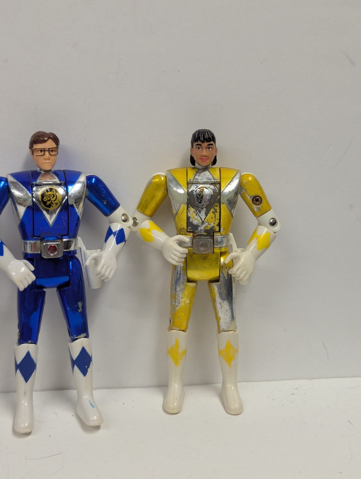 1995 MMPR Lot of 5  Yellow, Pink, Blue, Red & White Metallic Flip Head Movie 