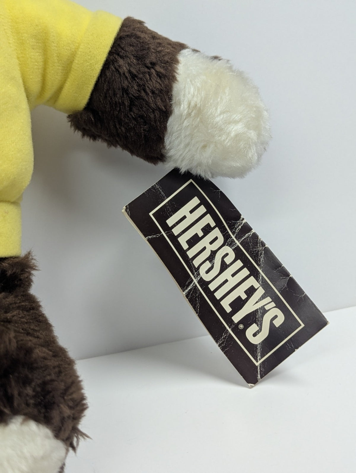 Vintage 1982 Ideal Toys Hersheys Plush 15" Brown Bear Yellow Shirt with Tag