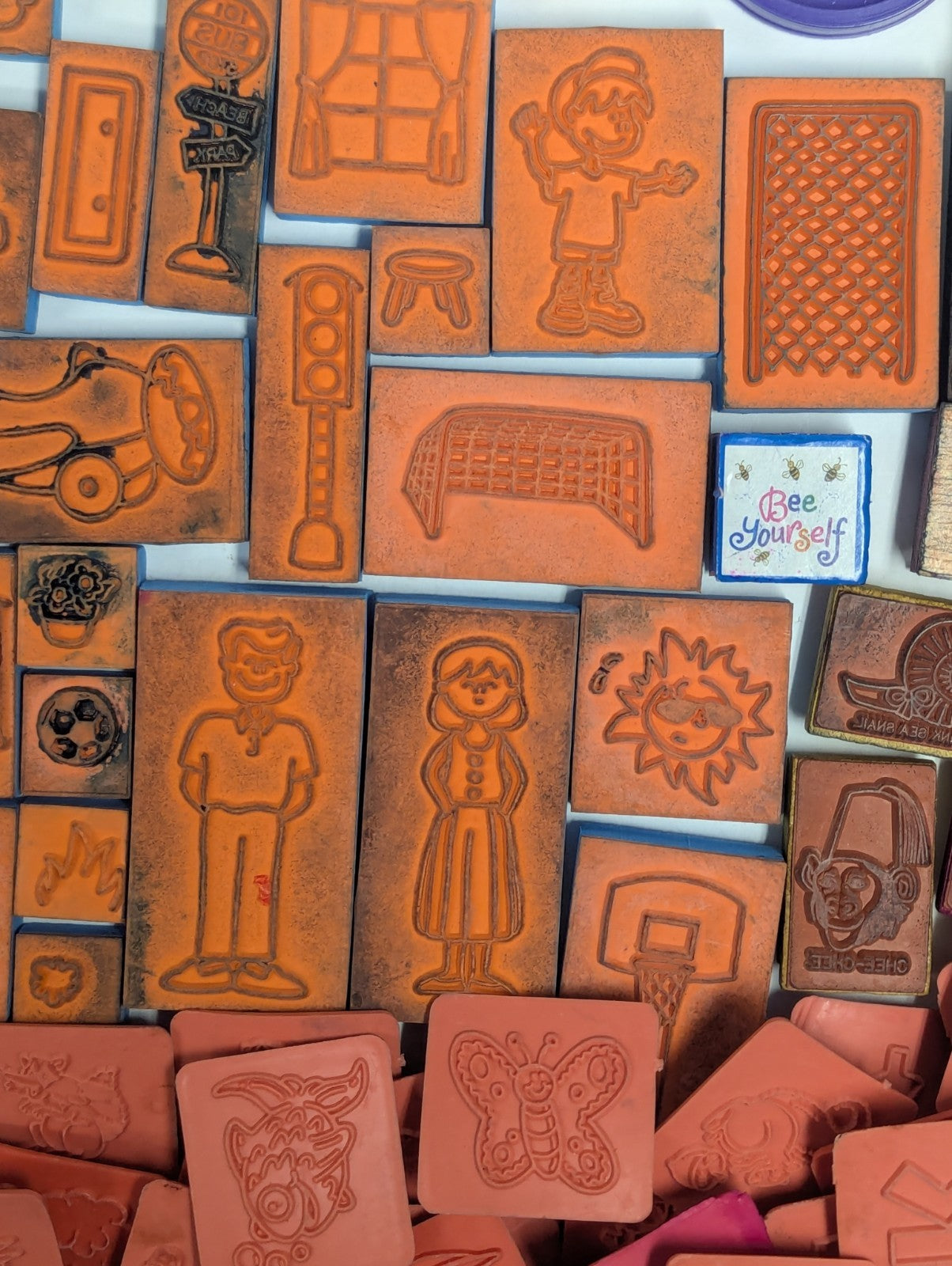 Large Lot of Vintage Rubber Ink Stamps including Talespin & Yogi Bear Stamps 