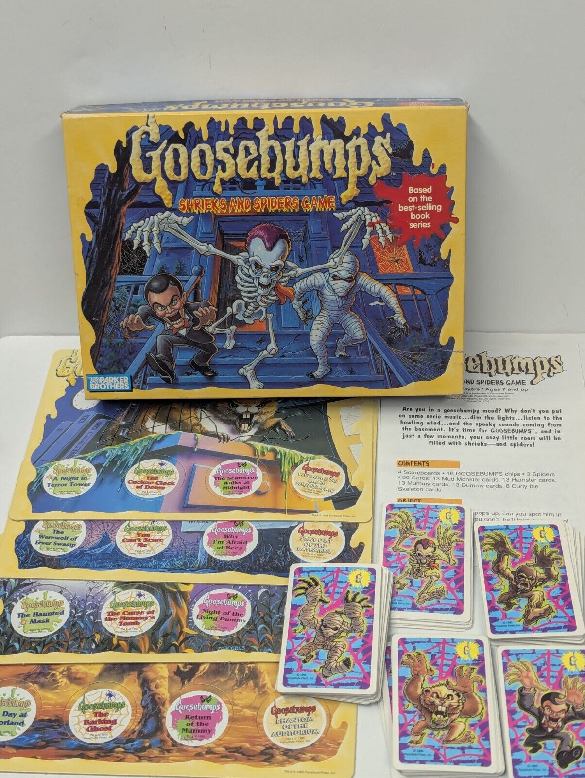 Goosebumps Shrieks And Spiders Incomplete Board Game Parker Bros 1995 