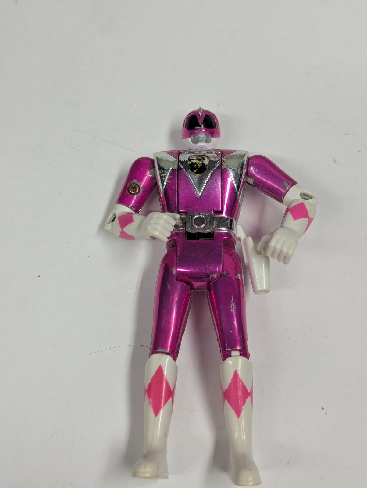 1995 MMPR Lot of 5  Yellow, Pink, Blue, Red & White Metallic Flip Head Movie 