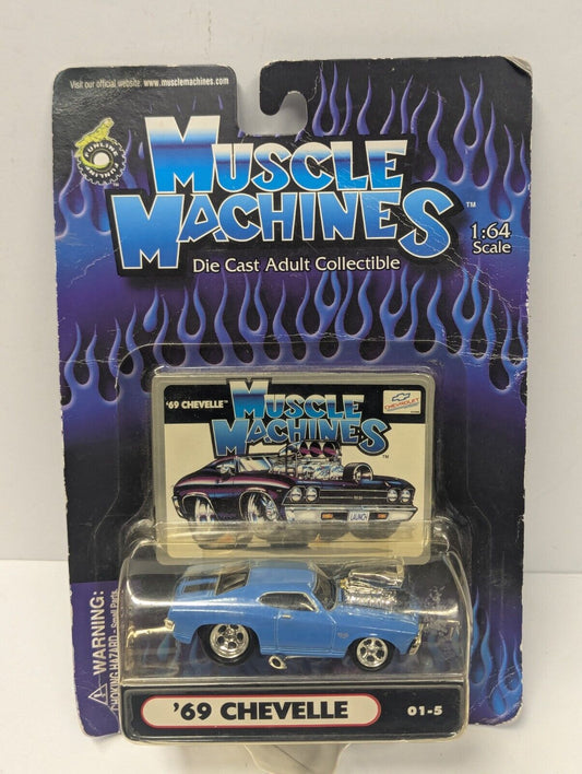 MUSCLE MACHINES 2001 '69 CHEVELLE BLUE 01-5