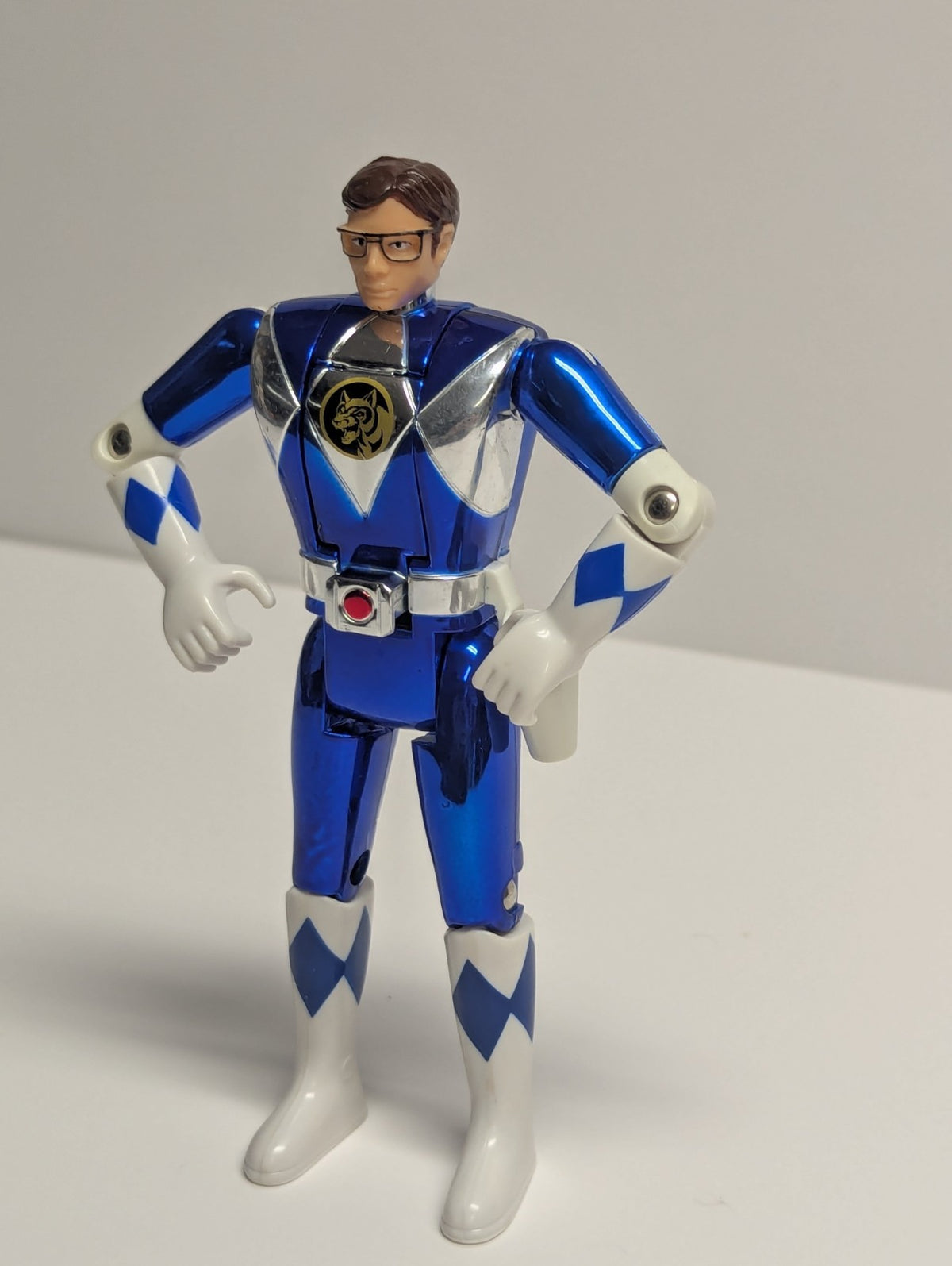Mighty Morphin Power Rangers Blue Metallic Ranger Flip Head Billy