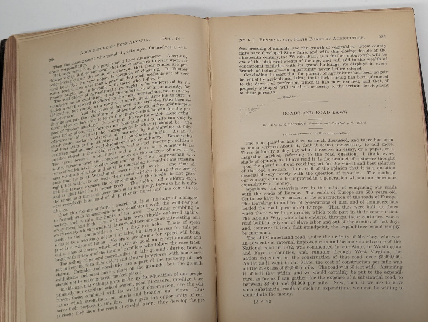 Antique Agriculture of Pennsyvania 1893 Book Hardcover