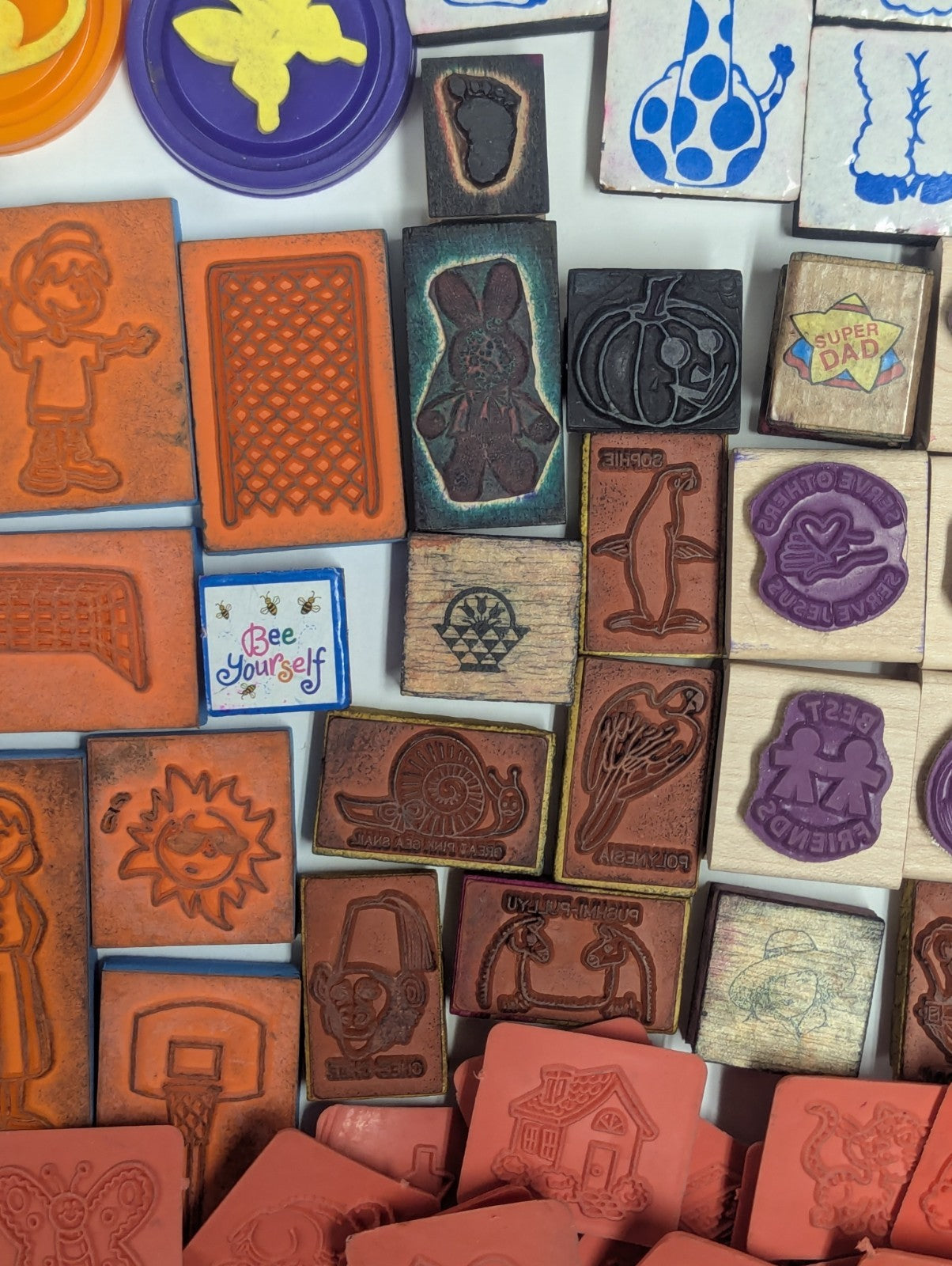 Large Lot of Vintage Rubber Ink Stamps including Talespin & Yogi Bear Stamps 