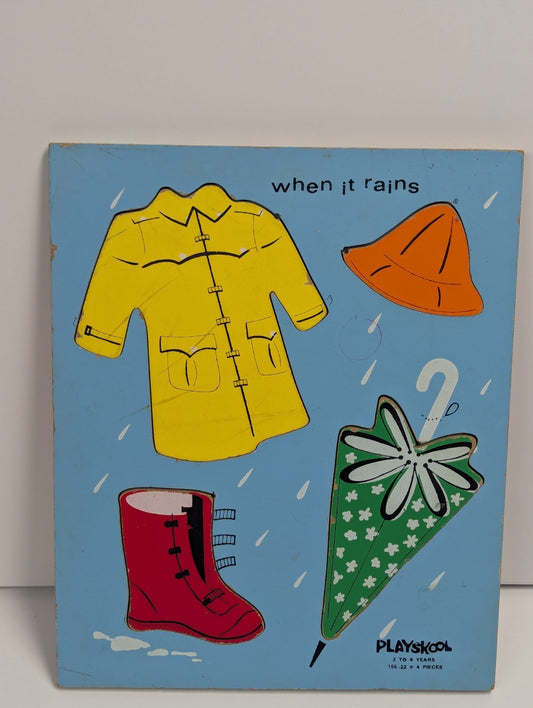 Playskool 'When It Rains' 155-22 Wooden Puzzle 2-4 Years